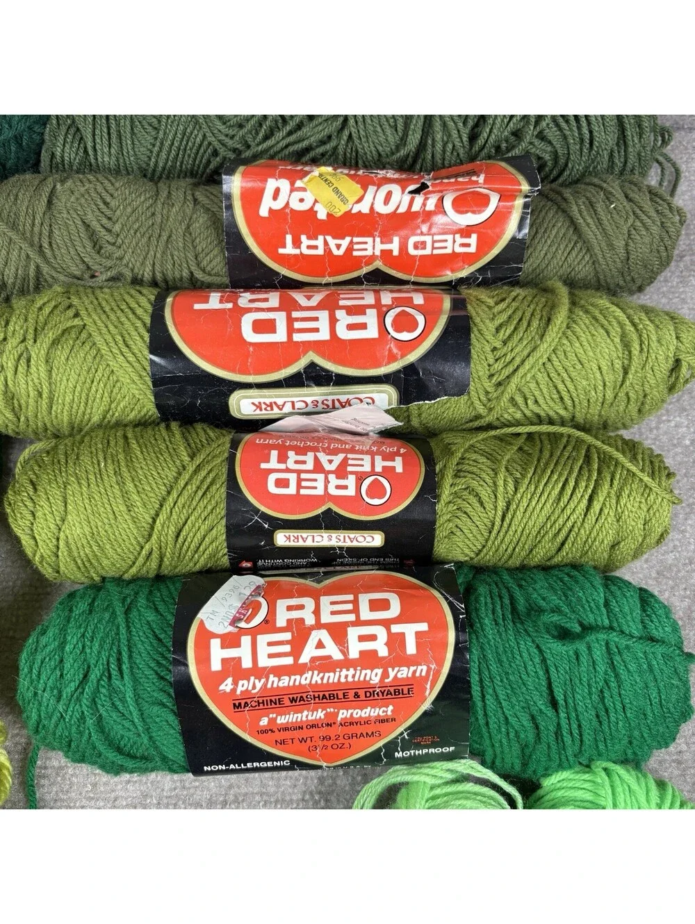 Mixed Yarn Lot Greens Crochet Knitting Craft Lion Loop/Thread Coats Red Heart